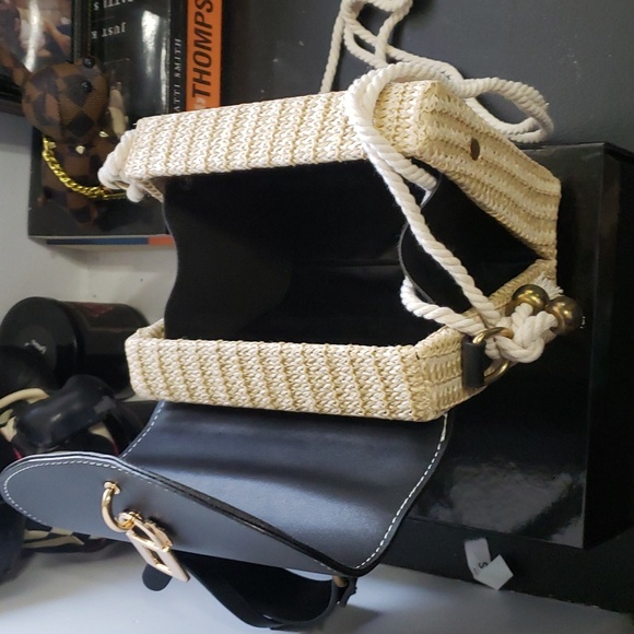 Women Mini Straw Woven Cross-body Shoulder Bag Top-handle Bag Handbag - Picture 5 of 7